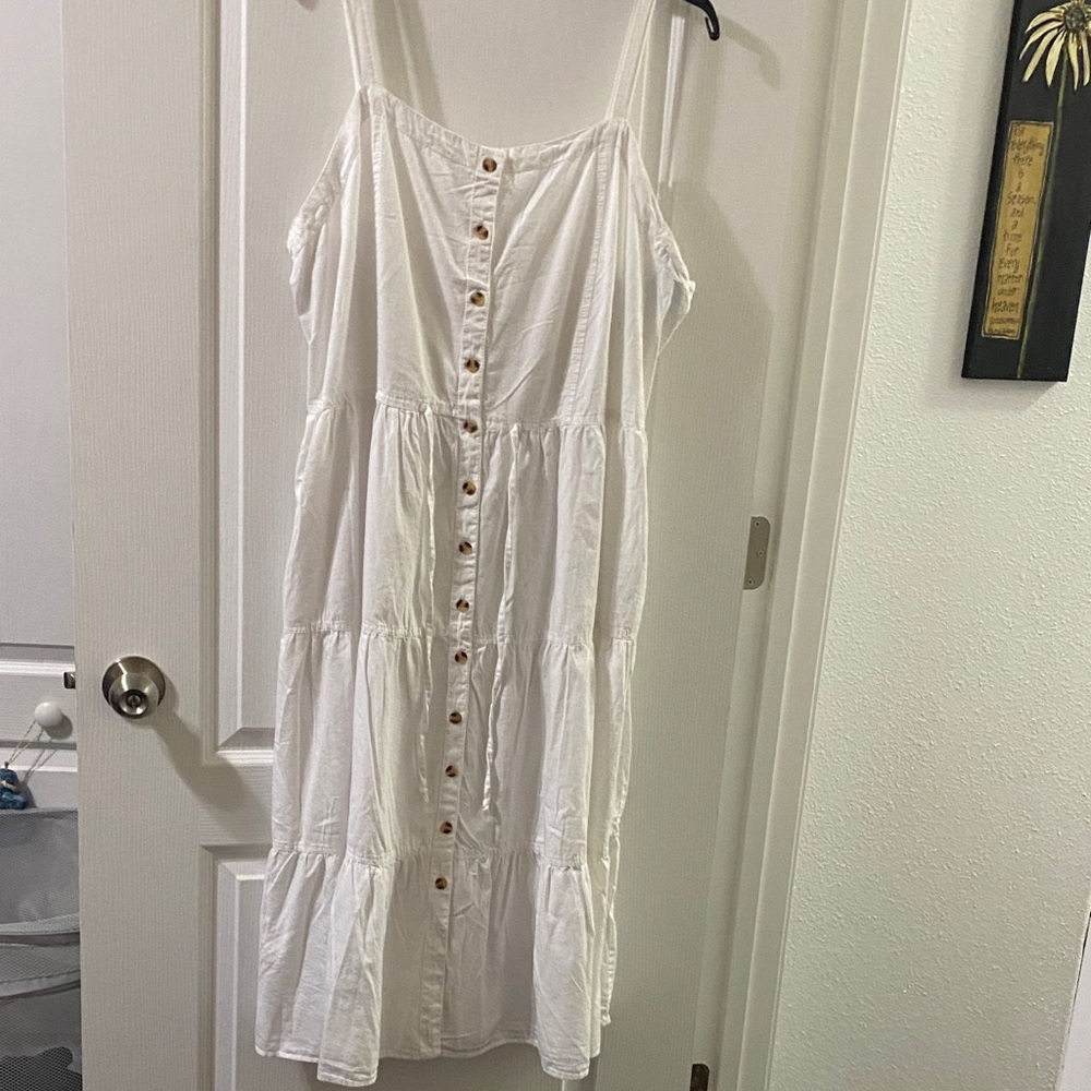 Elegant White Button-Down Midi Dress